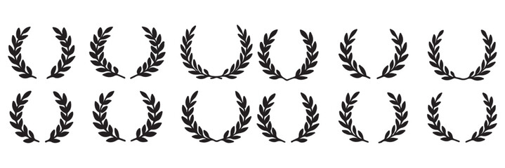 Black Laurel Wreath Symbol Victory, Achievement, Award, Honor, Glory, Triumph, Success, Celebration,