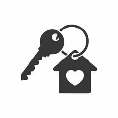 Real Estate Key and House Logo Vector Love Home Symbol for Property Agents