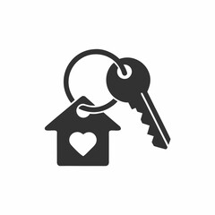 Real Estate Key and House Logo Vector Love Home Symbol for Property Agents