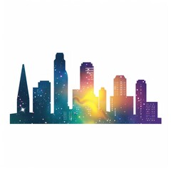 Naklejka premium City skyline at night with cosmic glow
