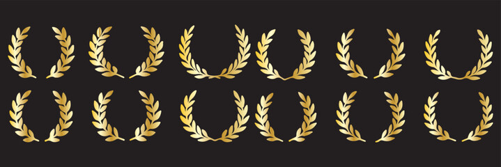 Black Laurel Wreath Symbol Victory, Achievement, Award, Honor, Glory, Triumph, Success, Celebration,