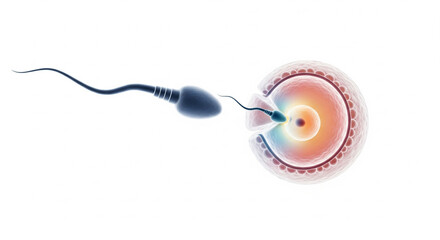 Sperm and egg cell on a white background. Concept of pregnancy planning, conception and reproductive medicine.