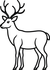 Reindeer line art vector illustration simple design