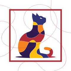 abstract image with colorful cat shape for wall decoration vector illustration
