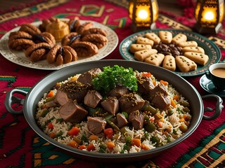 Fototapeta premium Festive Middle Eastern Lamb Rice Dish.
