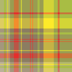 Seamless pattern with pleasant beige, red, yellow and green colors for plaid, fabric, textile, clothes, tablecloth and other things. Vector image.