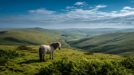Wild Shetland Pony in Lush Cornish Moorlands