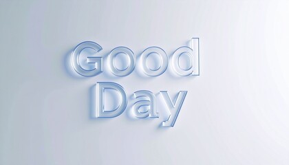 3D transparent glass text 'Good Day'