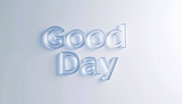 3D transparent glass text 'Good Day'