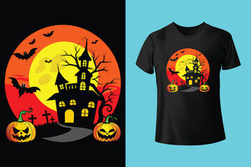 Halloween pumpkin t=shirt design vector