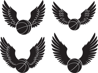 Obraz premium Four winged basketball silhouettes silhouette