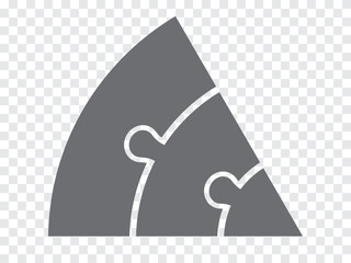Simple icon puzzle in gray. Simple icon sector puzzle of the three different elements  on transparent background for your web site design, app, UI. EPS10.