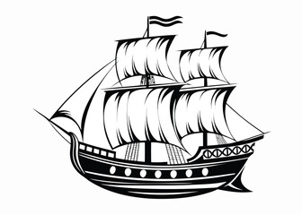 elegant bird with baby chicks in nest silhouette vector