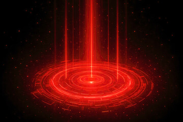 Glowing Red Energy Portal with Vertical Beams and Sparkles futuristic technology