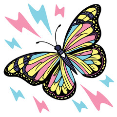 Futuristic butterfly with overlapping wings