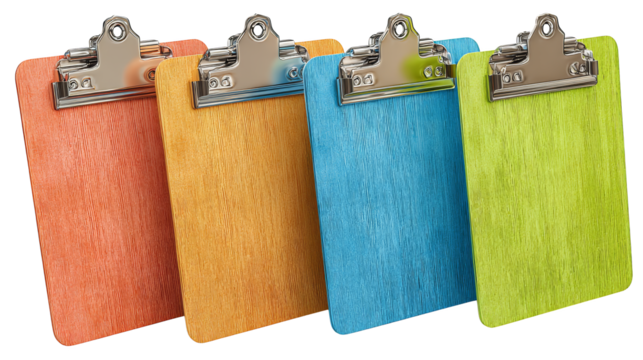 Essential office tool, clipboard with metal clip for document organization and management.