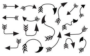 Bold sketch arrows with feathered ends in mixed directions.