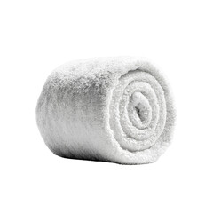Fluffy White Cotton Towel Rolled Neatly in Cylinder Shape.png