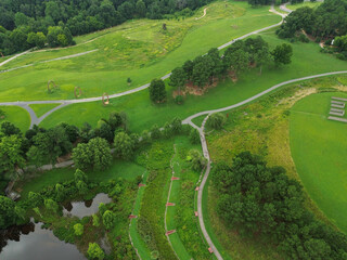 Aerial view of the walking trails at the North Carolina Museum of Art in Raleigh