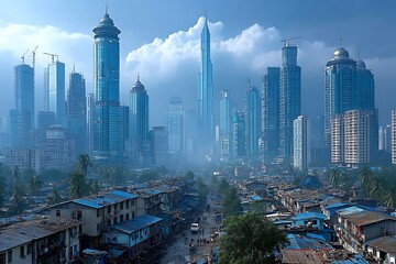 Fototapeta premium City inequality seen through rainy lens high resolution picture