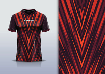 T-shirt mockup abstract stripe line jersey design for football, soccer, racing, esports, running, in red maroon color © Nimpuna O