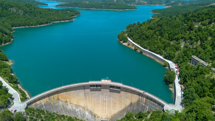 View of the artificial Plastiras or Tavropos lake in Thessaloniki, Greece