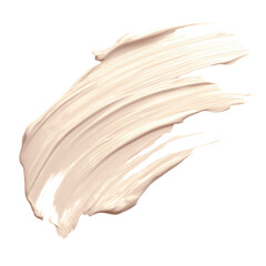 Creamy beige makeup swatch with textured brush strokes isolated on transparent background