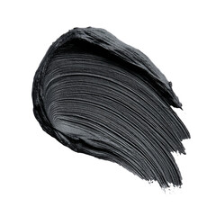 Black mascara smudge swatch texture isolated on transparent background