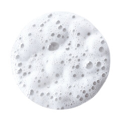 Close up of white bubbly foam texture with many small air bubbles isolated on transparent background