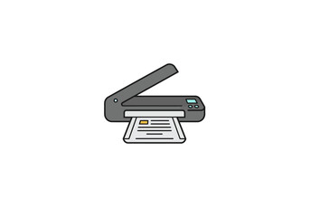 Vector Illustration of a Modern Printer with Printed Document.
