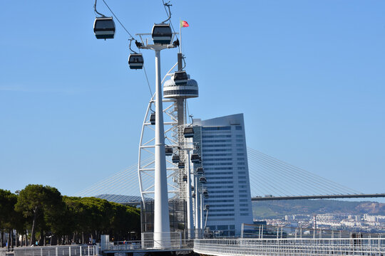 telecabine, Parque das Na&ccedil;&otilde;es, Parc des nations. Lisbonne. Portugal. 