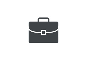 Simple Dark Gray Briefcase Icon with Handle and Secure Closure.