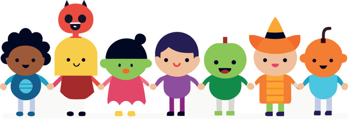 Obraz premium Vector Illustration of Diverse Children A Colorful and Inclusive Design Representing Childhood Friendship and Cultural Diversity in a