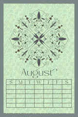 Vertical Perpetual Calendar Template with Exclusive Illustration - 11x16.5 inches Undated Monthly Layout