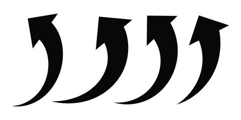 Curved arrow icons. Curved directional arrow set. Arrow symbol collection. Pointer back. Vector illustrator