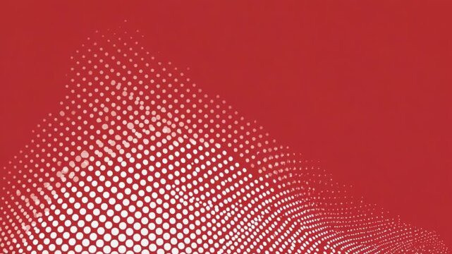 A red background with white halftone dots in a corner arrangement view