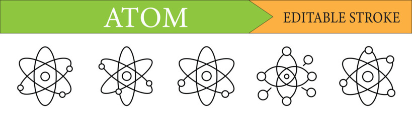 Atom & Science Editable Stroke Line Icon Set
