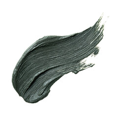 Dark grey charcoal mud mask smear texture swatch isolated on transparent background