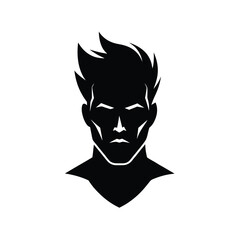 Silhouette a man's face with spiky hair sharp features vector