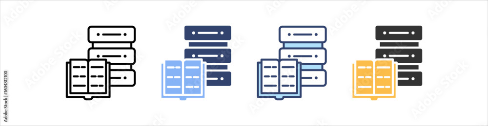 Fototapete library icon set multiple style collection