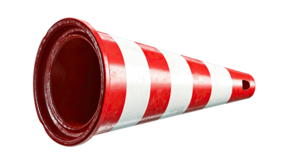 Red and white striped cone, perspective view
