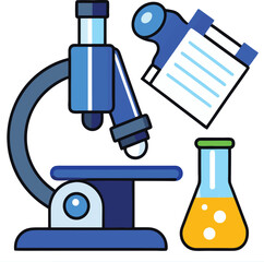 Blue medical liquid drops from laboratory equipment into a glass bottle, symbolizing science and technology research