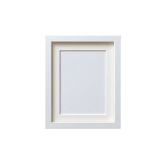 Minimalist photo frame for image display, white border, isolated on transparent background.
