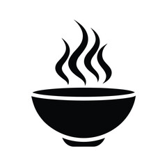 Silhouette a steaming bowl logo on food drink