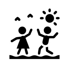 Silhouettes of Children Playing with Ball at Sunset
