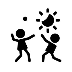 Silhouettes of Children Playing with Ball at Sunset