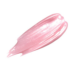 Fototapeta premium Pink shimmering makeup swatch texture brush stroke isolated on transparent background
