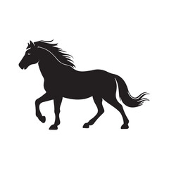Black Silhouette of a Horse in Motion Elegant Stallion Profile Side View vector