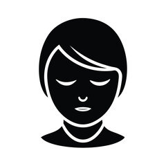 Silhouette a woman's face with closed eyes short hair female head
