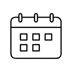 Digital calendar icon with blank squares and outline design  